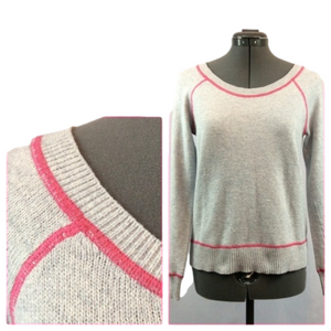 Old Navy Sweet Grey with Fusha Barbie Pink Sweater Size S